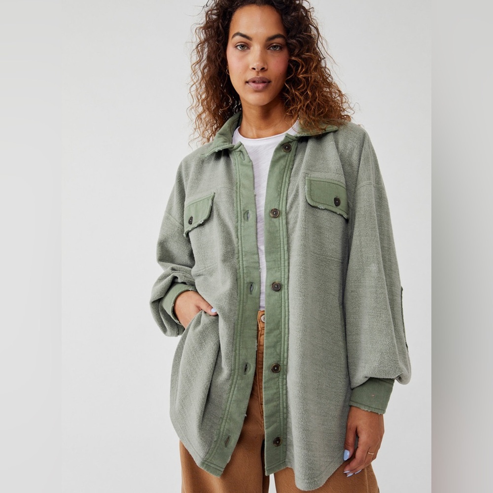 Free People Ruby Button Down Oversized Jacket Sma… - image 1
